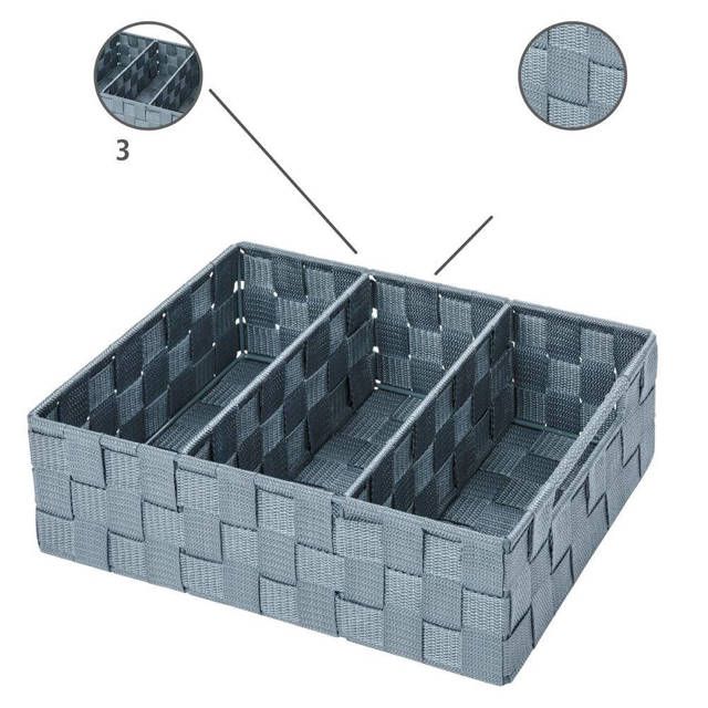 Koszyk łazienkowy Wenko Adria szary z przegrodami 32x21x10 cm tworzywo sztuczne stawiany 1 szt.