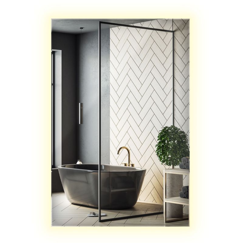 Lustro Ozdobne Wiszące Wallfluent 60 cm x 40 cm Prostokątne Neutralne Światło LED 1 szt.