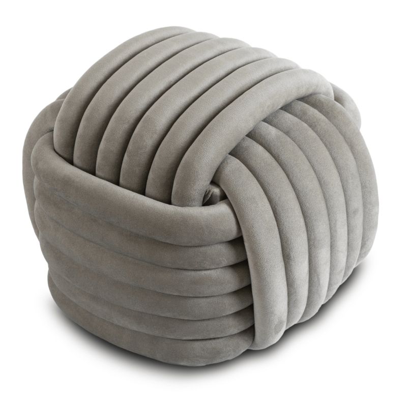 Pufa Mebel Elite MAGMA Siedzisko Do Toaletki Przedpokoju Welurowa Pleciona Puf Szara 1 szt