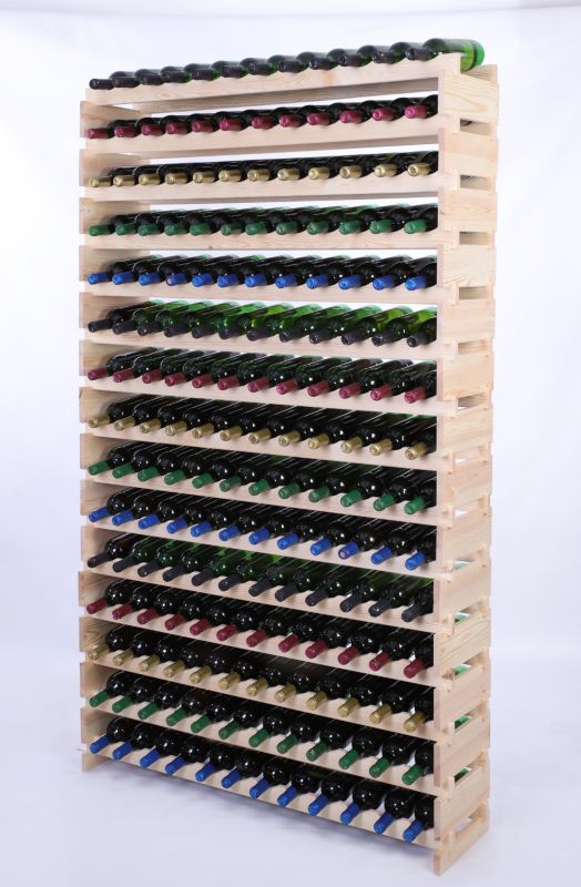 Stojak na wino MODO24 regał modułowy na butelki 15 leżni x 12 butelek montaż bez narzędzi naturalne drewno 1 szt.