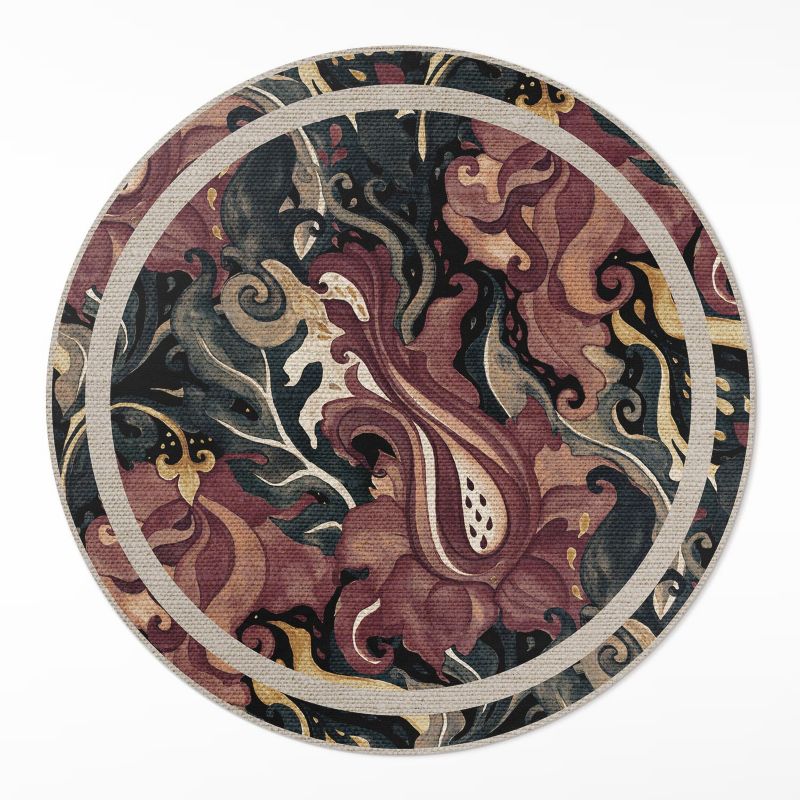 Dywan Okrągły Wewnętrzny Wallfluent fi140 cm Abstrakcja kwiatowa 1 szt.