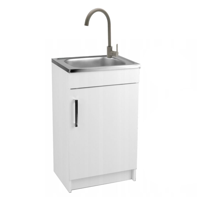 Szafka Kuchenna 50x40 Biała ze Zlewozmywakiem Bateria Oliwka Wysoka Syfon