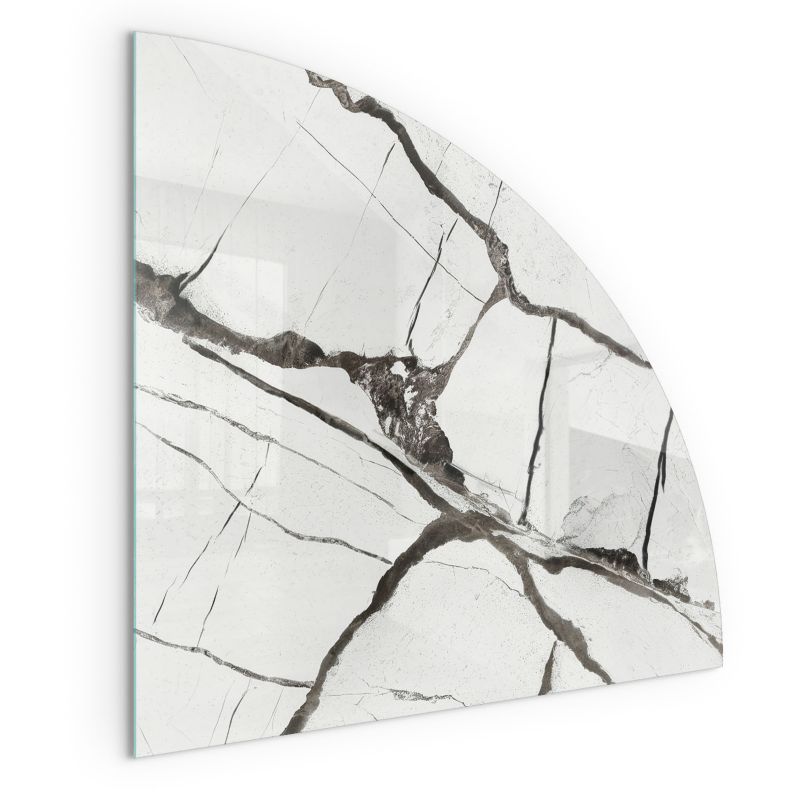 Szklana Podkładka Pod Kominek Ćwiartka Wallfluent 100x100 cm Marmurowe żyłki 1 szt.