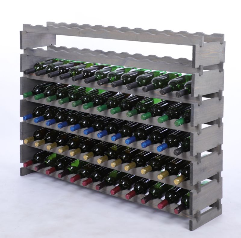 Stojak na wino MODO24 regał modułowy na butelki 7 leżni x 12 butelek montaż bez narzędzi impregnacja szara 1 szt.