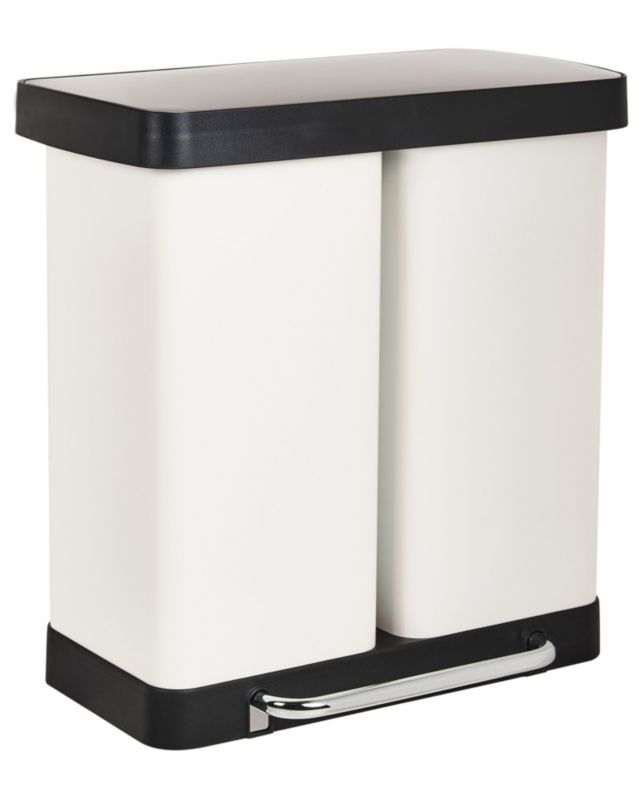 Kosz na śmieci z pedałem dwukomorowy 60 L Ecosort Metal Biały 1 szt.