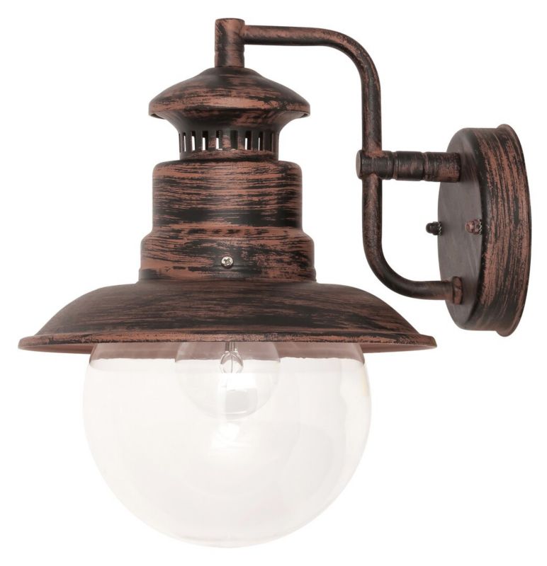 Kinkiet ścienny zewnętrzny Rabalux Odessa brąz antyczny-przezroczysty 1 x E27 x 60W IP44 wym: 27 x 21,5 x 25 cm - 1 szt.