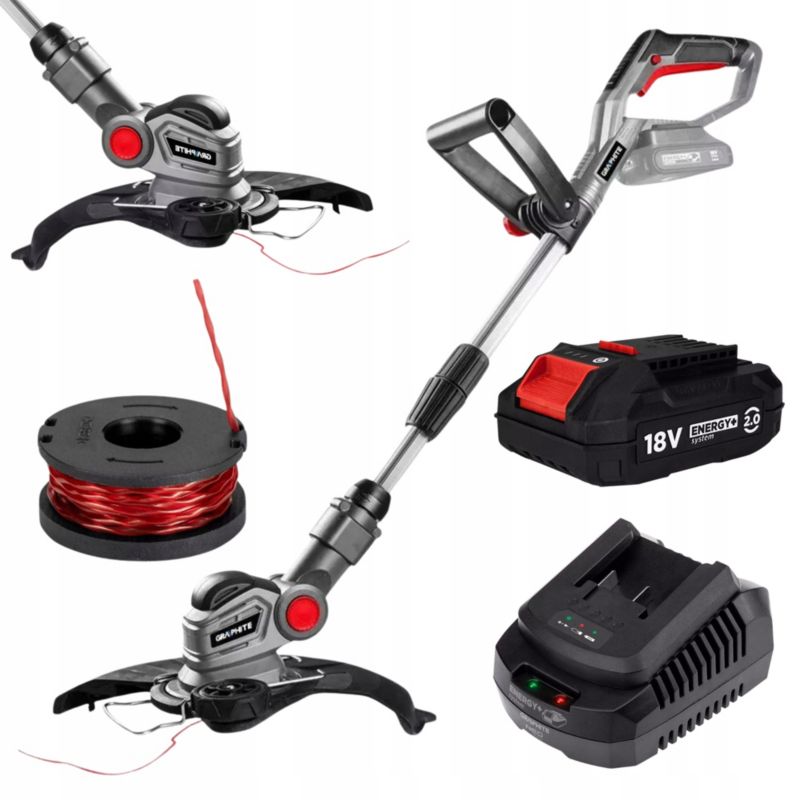 Podkaszarka na żyłkę z akumulatorem 2 Ah i ładowarką GRAPHITE szerokość koszenia 280mm 1 kpl