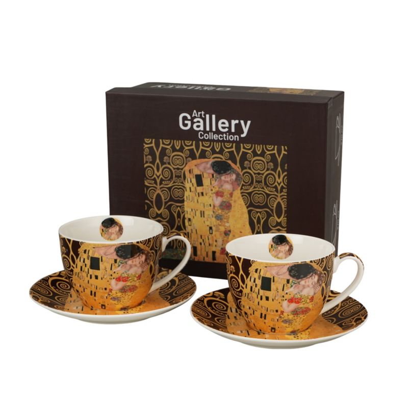Filiżanki Gustav Klimt Duo 250ml porcelanowe ze spodkami 2 szt.