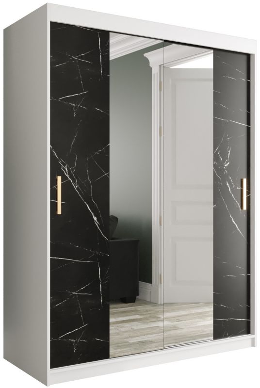 Szafa przesuwna Garderoba Abiks Marmur T1 150 biały + czarny 1 szt.