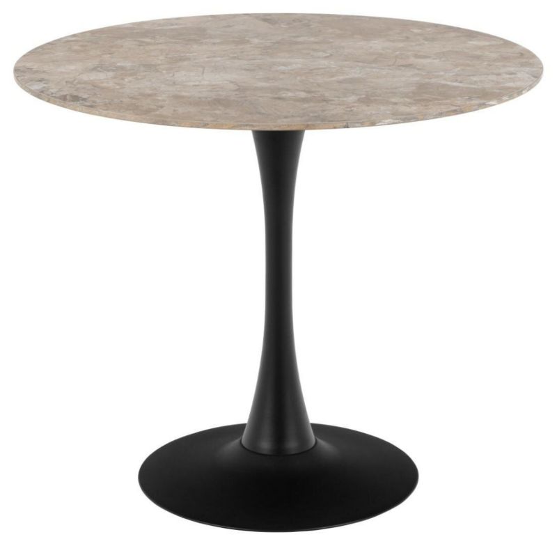 Stół okrągły do jadalni Malta Aberta ACTONA ceramika brązowa połysk, 90 cm, 1 noga, industrialny 1 szt.