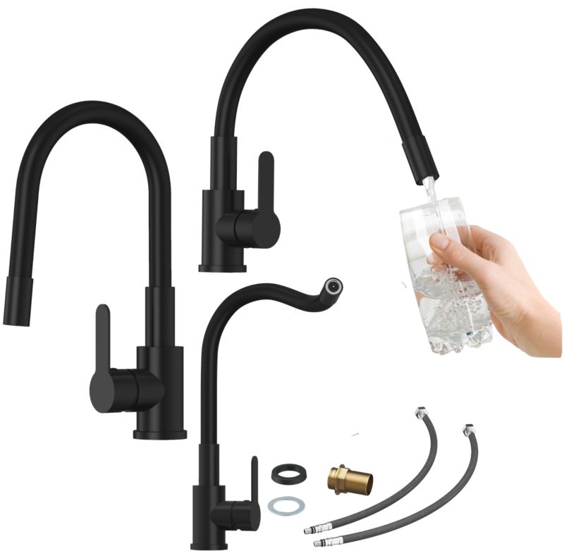 Bateria kuchenna Grado Granitan z elastyczną wylewką Czarny