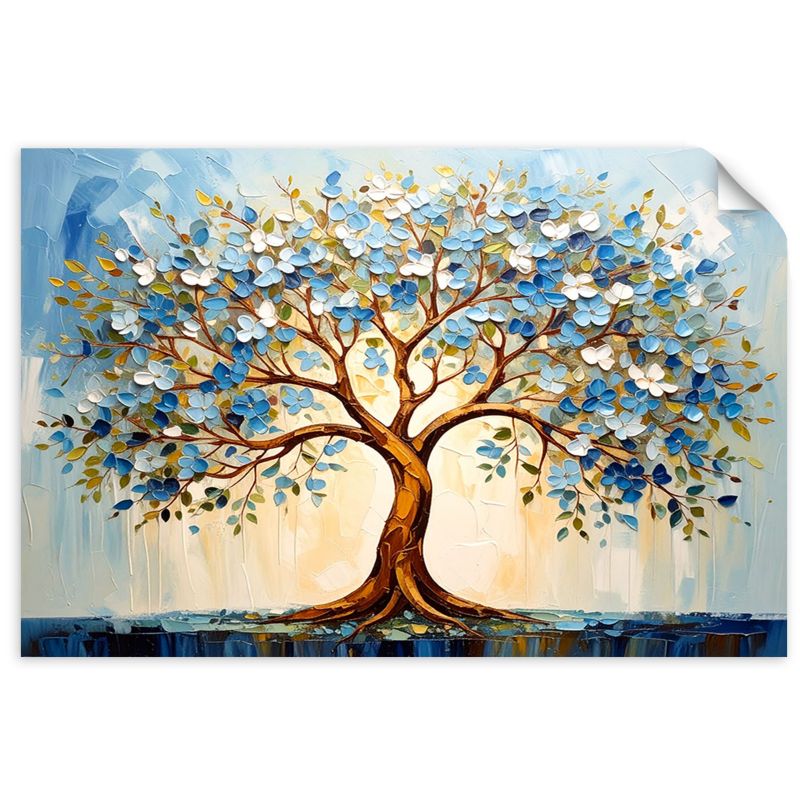 Naklejka samoprzylepna Feeby 3D Niebieskie Drzewo Życia Kwiaty Abstrakcja 90x60cm 1szt