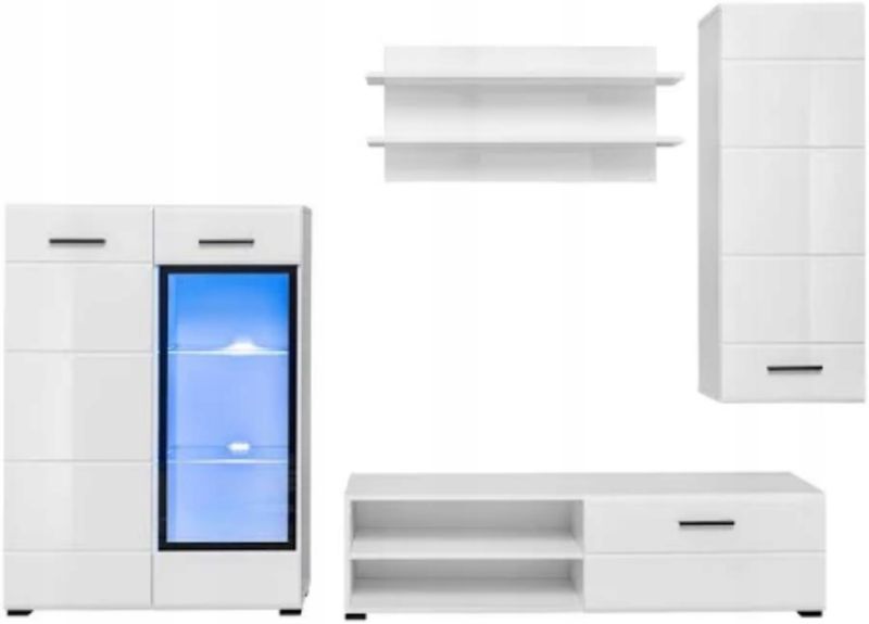 Meblościanka Matkam LAUR MINI MDF 210cm LED biały połysk 1 szt.