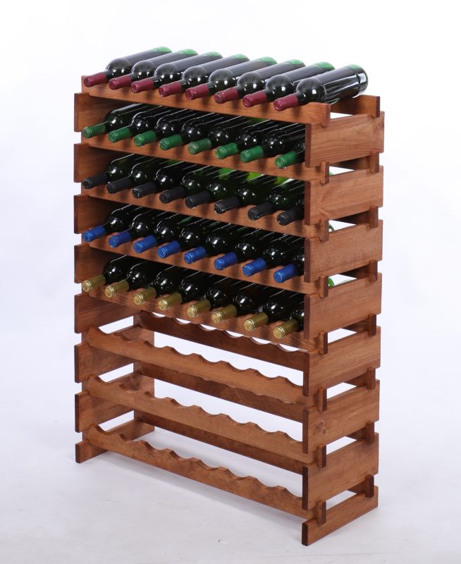 Stojak na wino MODO24 regał modułowy na butelki 8 leżni x 8 butelek montaż bez narzędzi impregnacja brązowa 1 szt.
