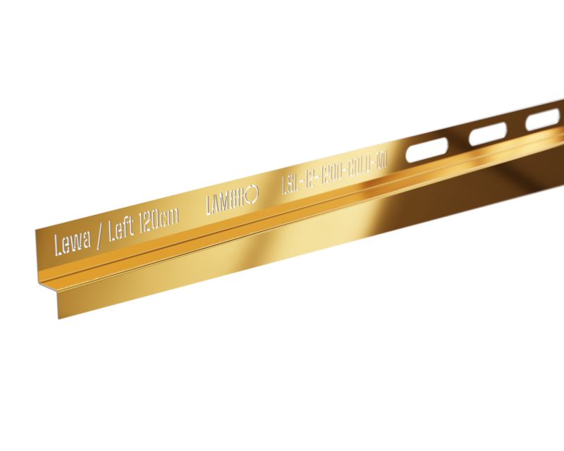 Listwa brodzikowa przyścienna spadkowa Lambro złoty połysk 120 cm lewa 1 szt.