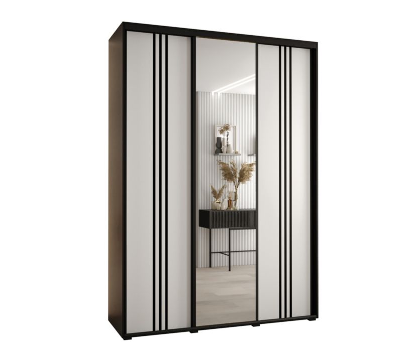 Szafa przesuwna Abiks DAVOS 7 wysoka szer.170cm gł.45cm czarny/biały/czarny 1szt.