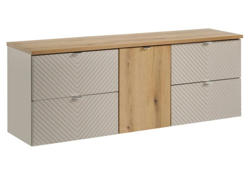 Szafka Comad pod umywalkę nablatową VIVA CASHMERE 2S 60cmx2 kaszmirowy mat - zestaw 160cm z koszem na pranie 1 szt