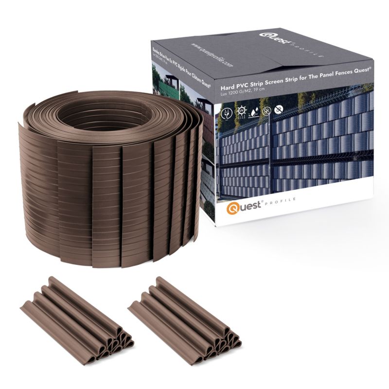 Taśma ogrodzeniowa PCV 19cm, listwa do ogrodzeń panelowych premium, 900 g/m2, RAL 8017, brąz, 2.52m