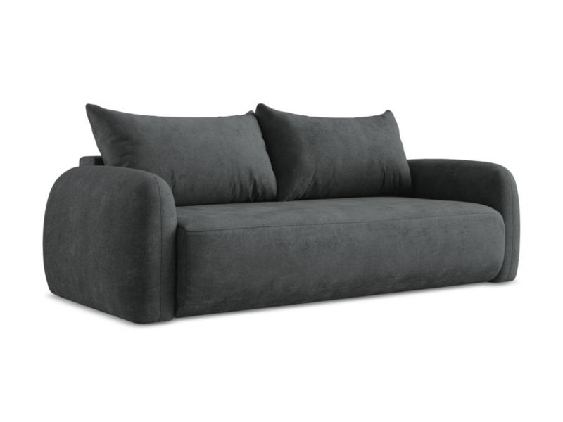Kanapa 3-osobowa z funkcją spania LaMiaSofa Amalfi z tkaniny szenilowej 250x112 cm ciemny szary 1 szt.