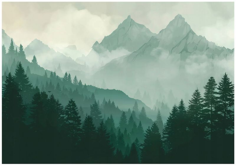 Fototapeta WALLARENA Do Sypialni Salonu Na Flizelinie Las Natura Góry Zielony 400x280 cm 16091VX8 1 szt.