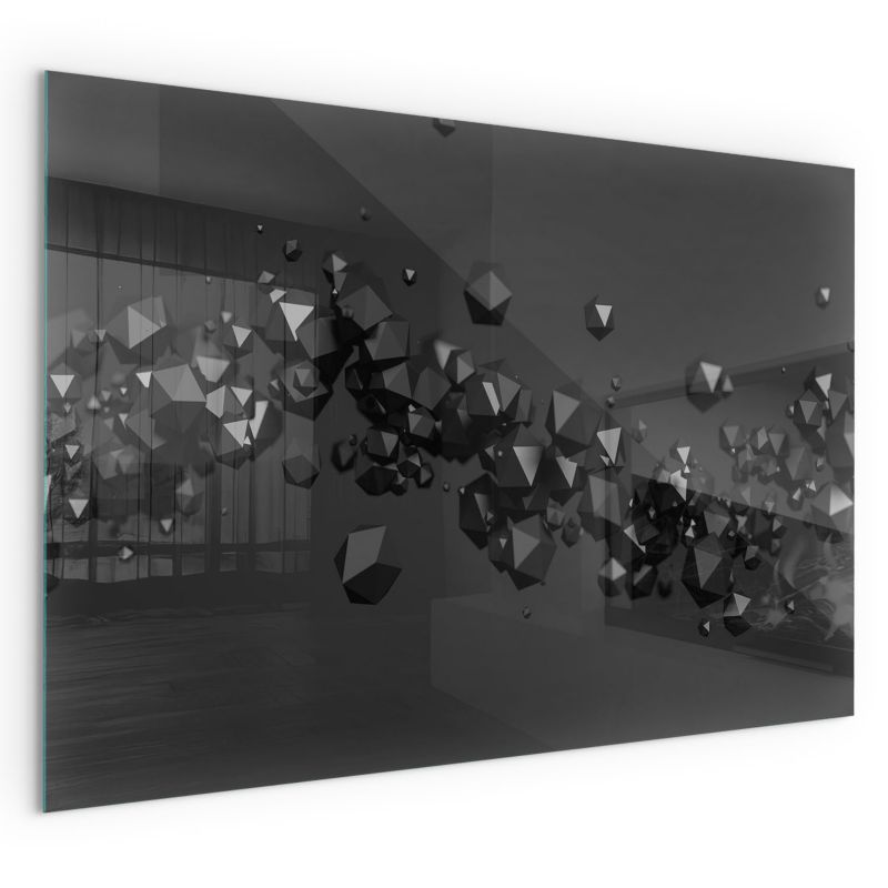 Szklana Podkładka Pod Kominek Prostokąt Wallfluent 120x80 cm Abstrakcyjne bryłowe formy 1 szt.