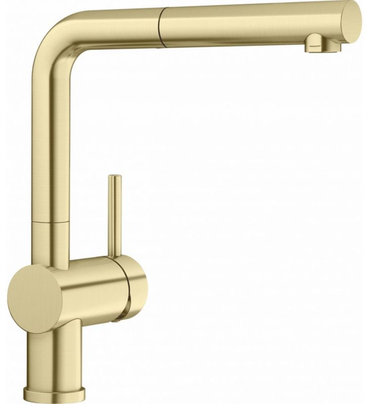 Bateria kuchenna Blanco Linus-S złoty satynowy, wyciągana wylewka, stojąca, 1 szt.