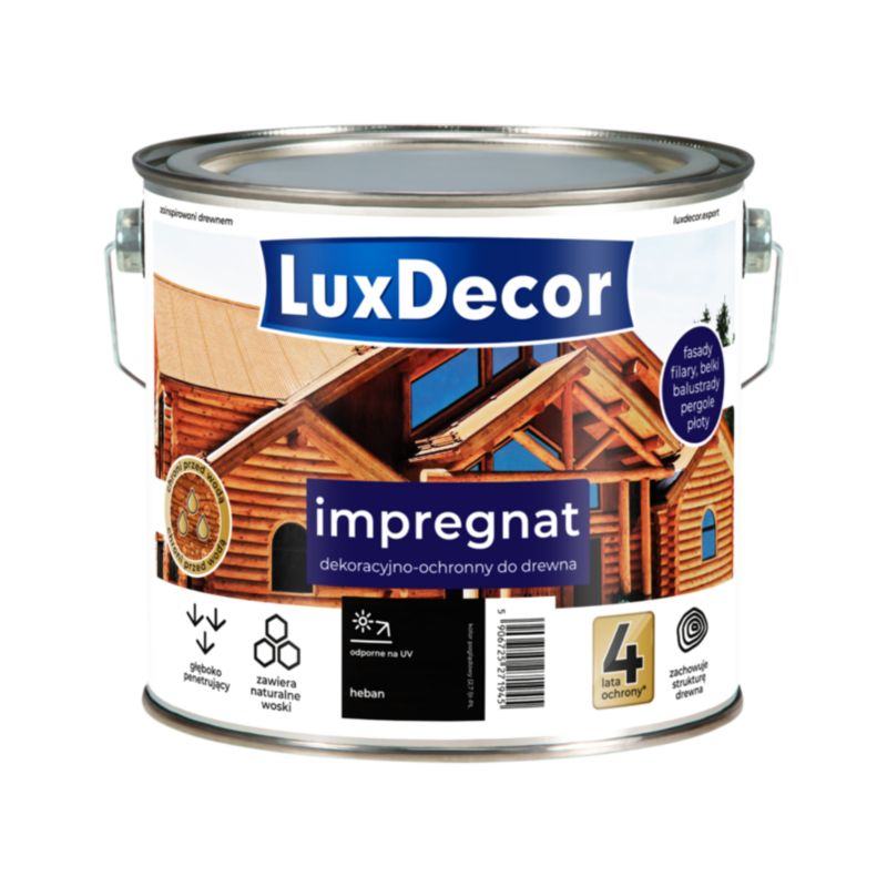 Impregnat dekoracyjno-ochronny do drewna LuxDecor, heban, 2,7l, 1 szt.