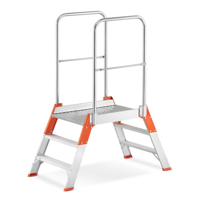 Drabina ALOSS magazynowa podest dwustronny 3 stopnie 2,66m TUV 1 szt.