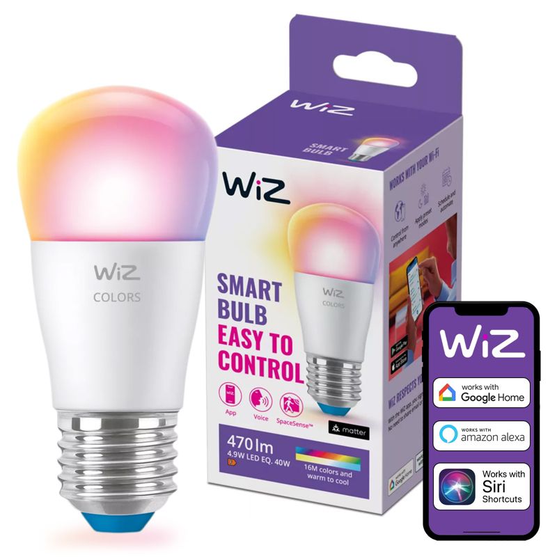 Żarówka LED WiZ E27 Kulka P45 4.9W 470lm 2200-6500K RGB TW Inteligentna Smart WiFi Bluetooth Aplikacja 1 szt.
