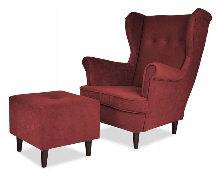 Fotel uszak do salonu z podnóżkiem Family Meble ARI czerwony 1szt