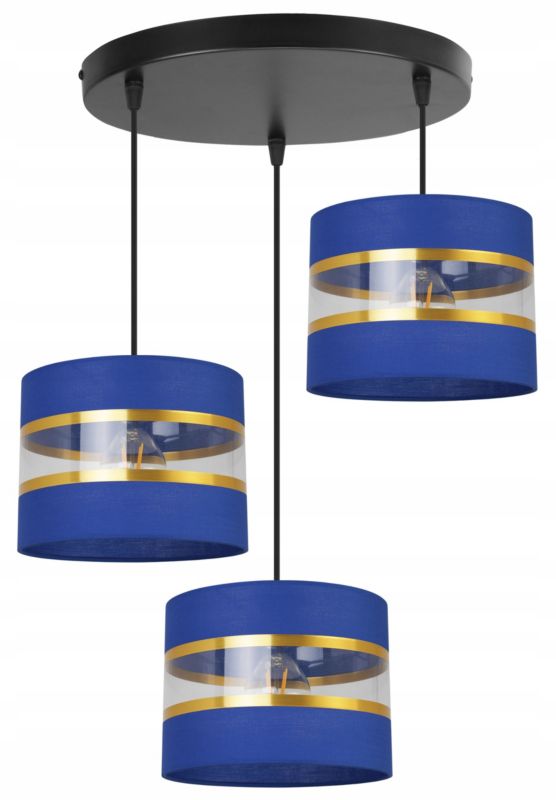 Lampa sufitowa wisząca Light Home LH Elegance Gold 3x E27 60W okrągły granatowy/czarny 1szt.
