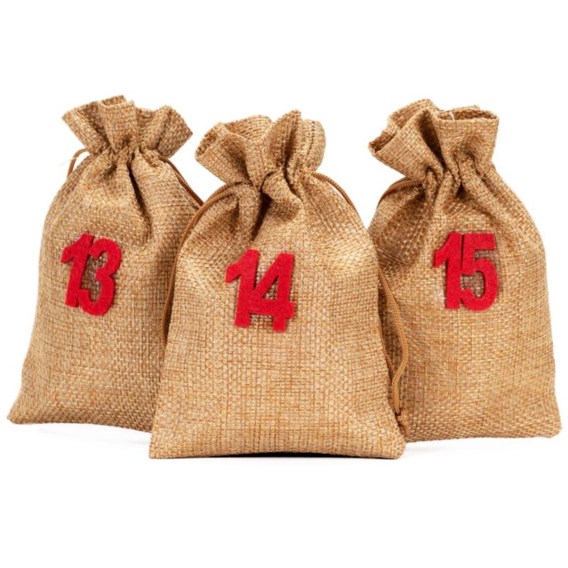 Woreczki z numerami Springos dekoracja adwentowa do kalendarza świątecznego 24 szt.