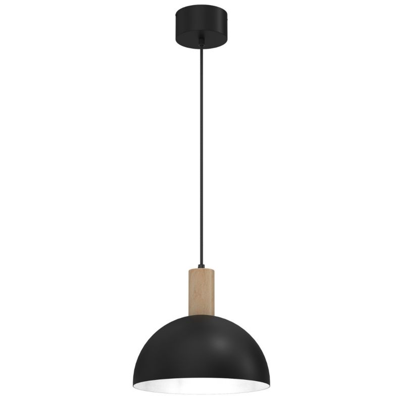 Lampa wisząca Luminex Handa 8890 czarny matowa-jasne drewno-biała minimalistyczna 1xE27 x 15W 1 szt.
