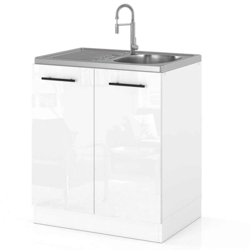 Szafka Kuchenna Hurtownia-Mebli Stojąca Pod zlewozmywak DZ60 sPremium 60cm Biały Mat Biały Połysk 60x52x82.2 cm 1szt.