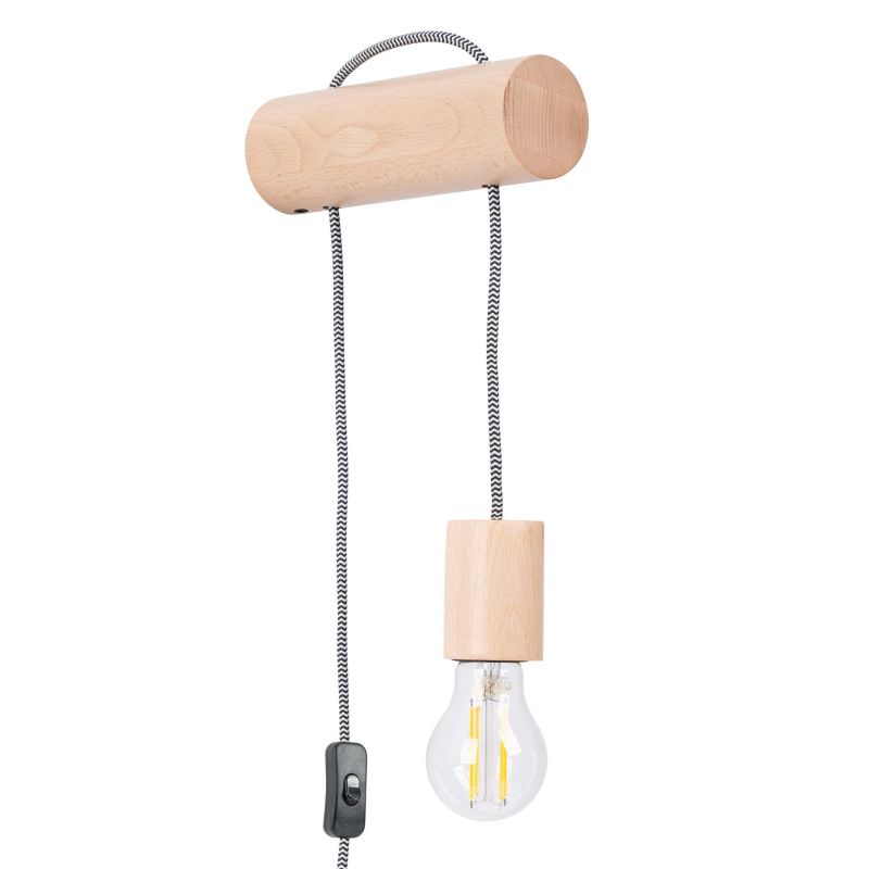 Kinkiet ścienny Sollux Lighting Nimbi naturalne drewno z włącznikiem do sypialni 1 x E27 x IP20 wym: 55 x 6 x 9 cm - 1 szt.