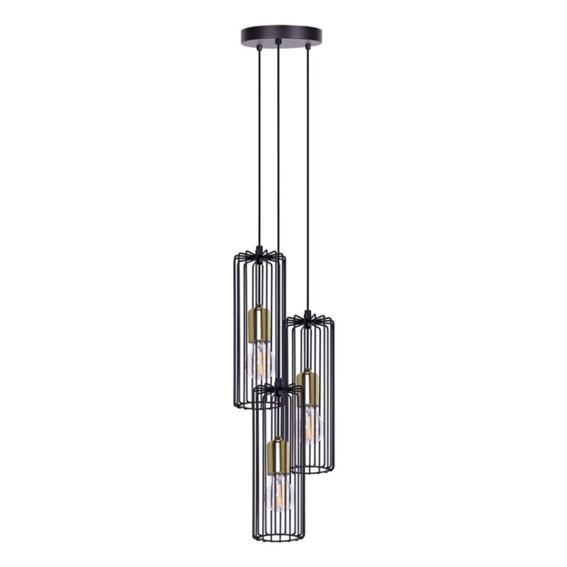 Lampa sufitowa wisząca Kaja Kaja Gabia 9663 czarno-złota industrialna 3xE27 x 50W 1 szt.