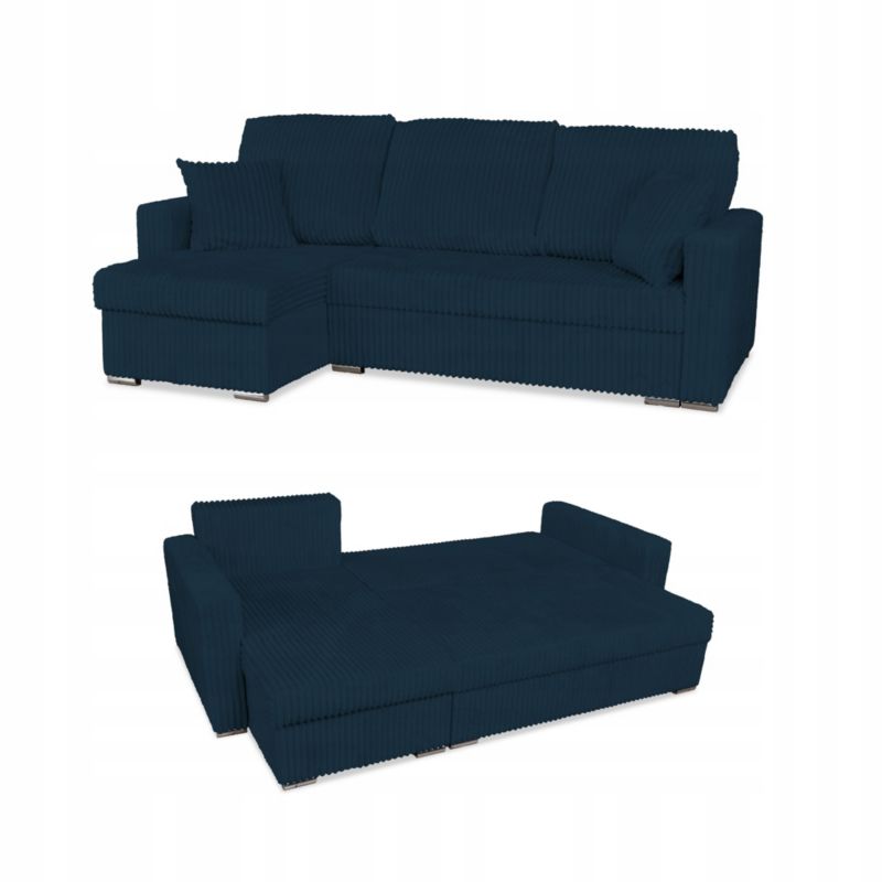 Narożnik wypoczynkowy do salonu rozkładany Family Meble Rene niebieski 1szt