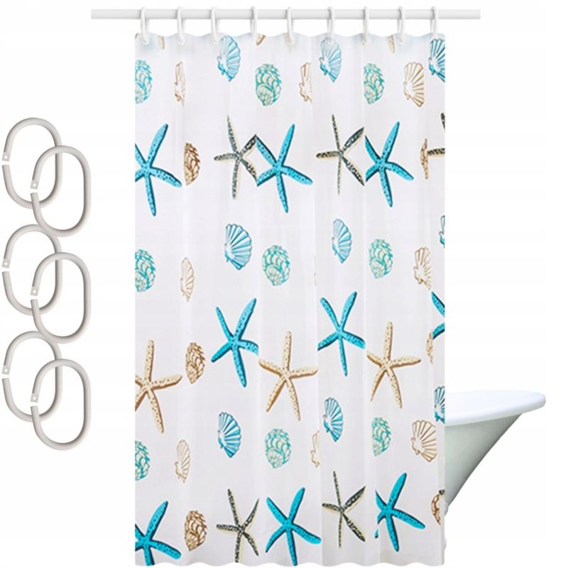 Zasłona prysznicowa Estiva PEVA 120x200 wzór muszle beż 1 szt.