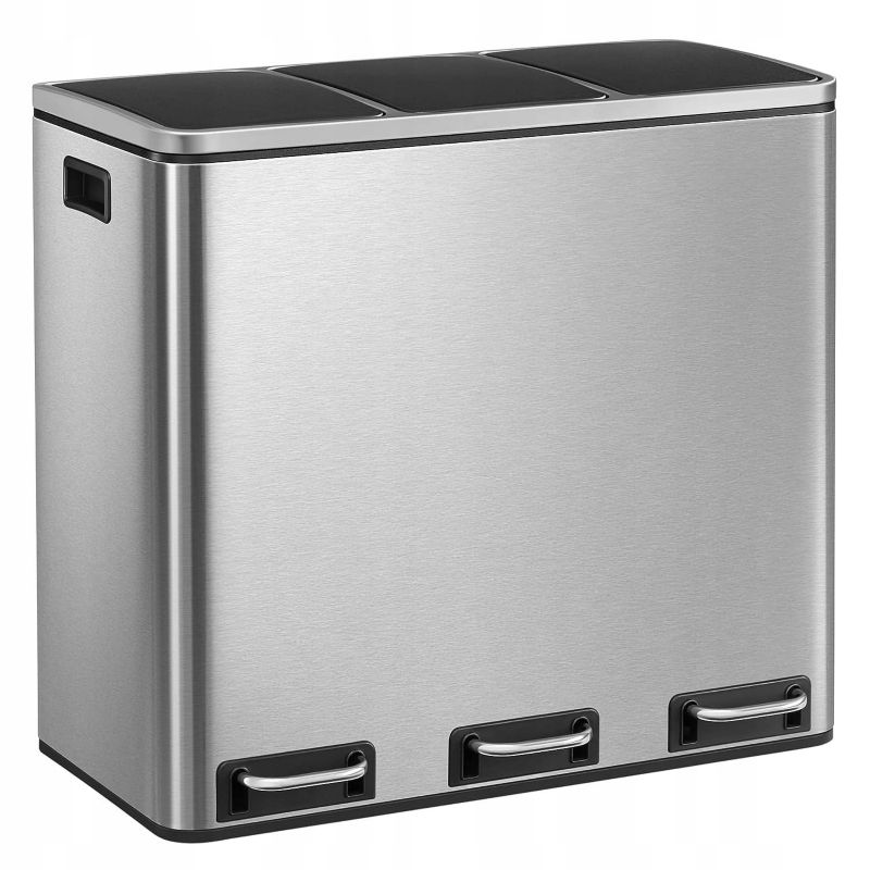 Kosz na śmieci Songmics, trzykomorowy, 54 litry, cichy domyk, 3x18l, srebrny 1szt