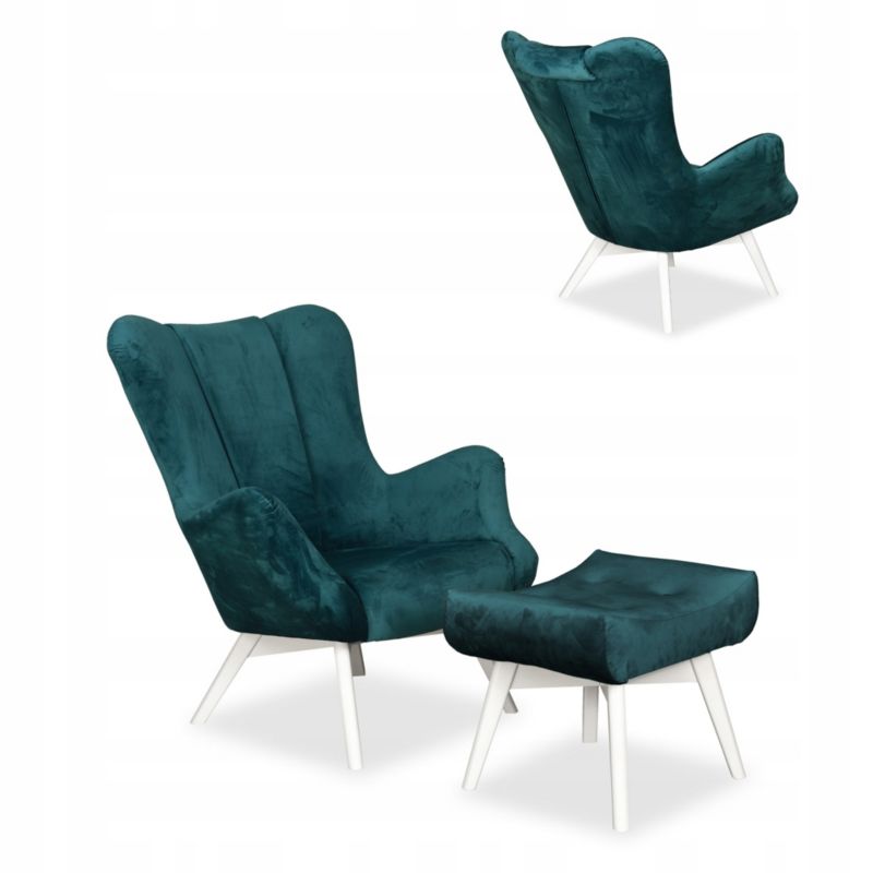 Fotel uszak do salonu z podnóżkiem Family Meble Vika turkus 1szt