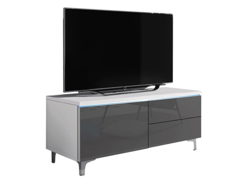 Szafka RTV MIRJAN 24 XIW Lewa biały + szary połysk 1 szt.