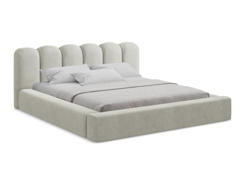 Tapicerowane łóżko z pojemnikiem LaMiaSofa Mano Aksamit 180x200 Jasny szary 1 szt.