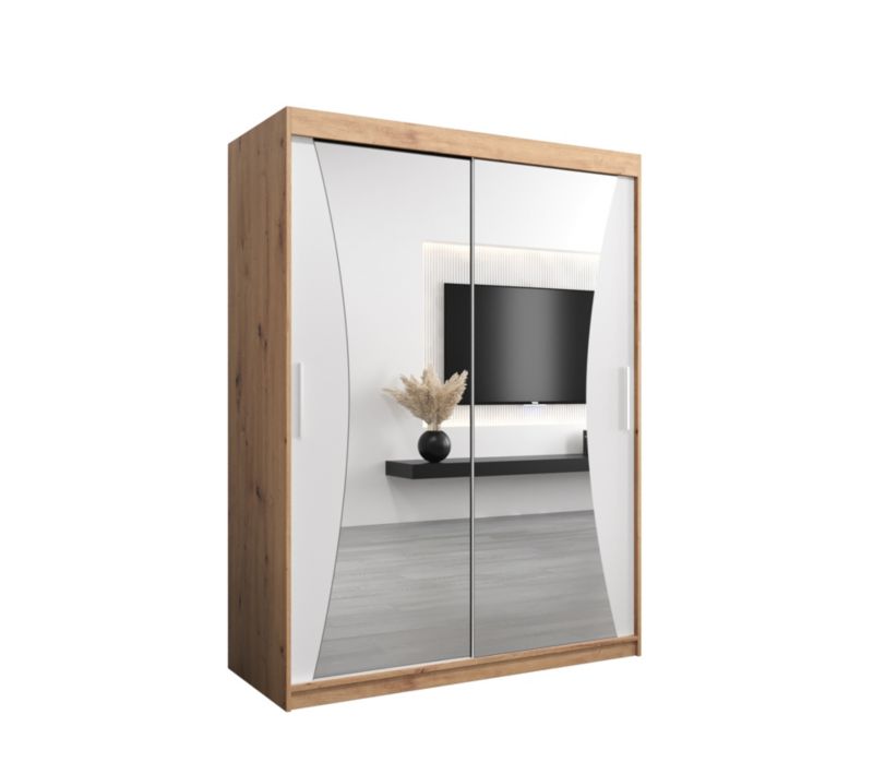 Szafa przesuwna Garderoba Abiks MONACO 150 dąb artisan + biały mat 1 szt.