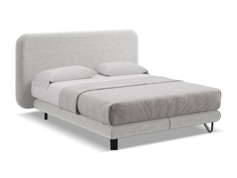 Łóżko LaMiaSofa Ilima z weluru 160x200 srebrny 1 szt.