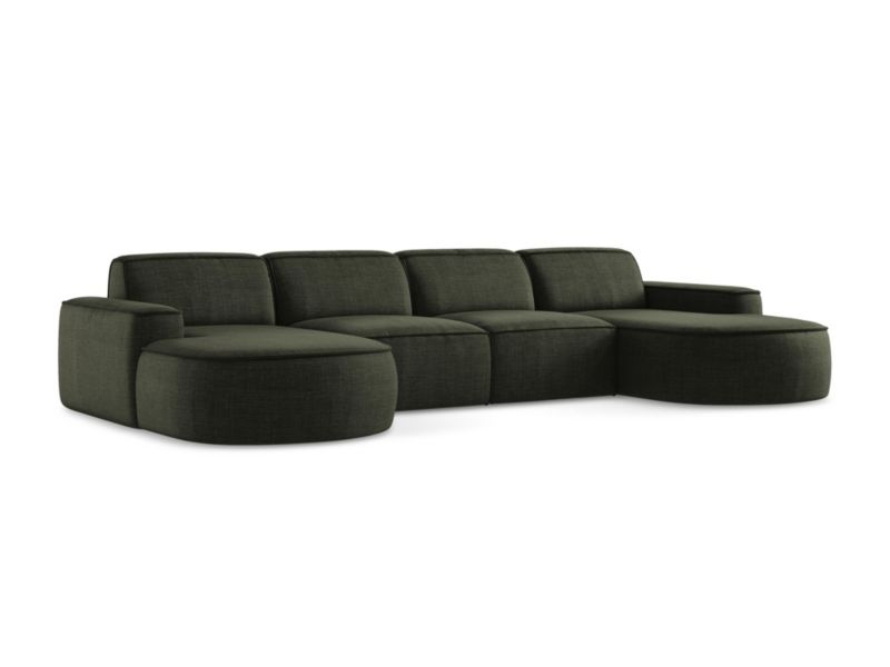Sofa modułowa panoramiczna LaMiaSofa MELISSA z tkaniny strukturalnej 364x166 cm oliwkowy 1 szt.