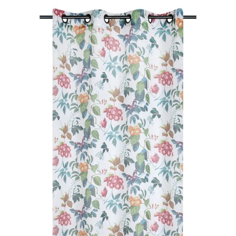 Firana Emmy STOF 140X260 cm przelotki Biała Rośliny 1 szt.