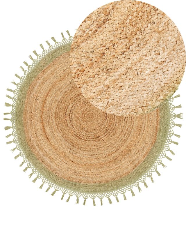 Dywan okrągły z juty 140 cm beżowy z zielonym Marts 1 szt.