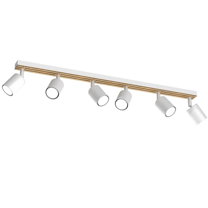 Lampa sufitowa Luminex Terra biały mat-jasne drewno Listwa z lampami 6 x GU10 x 8W wym: 15,5 x 80 x 5,5 cm - 1 szt.