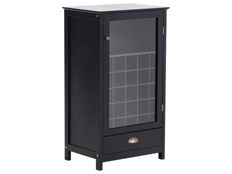 Szafka z półką na wino ze szklaną gablotą czarna Ceres 1 szt.