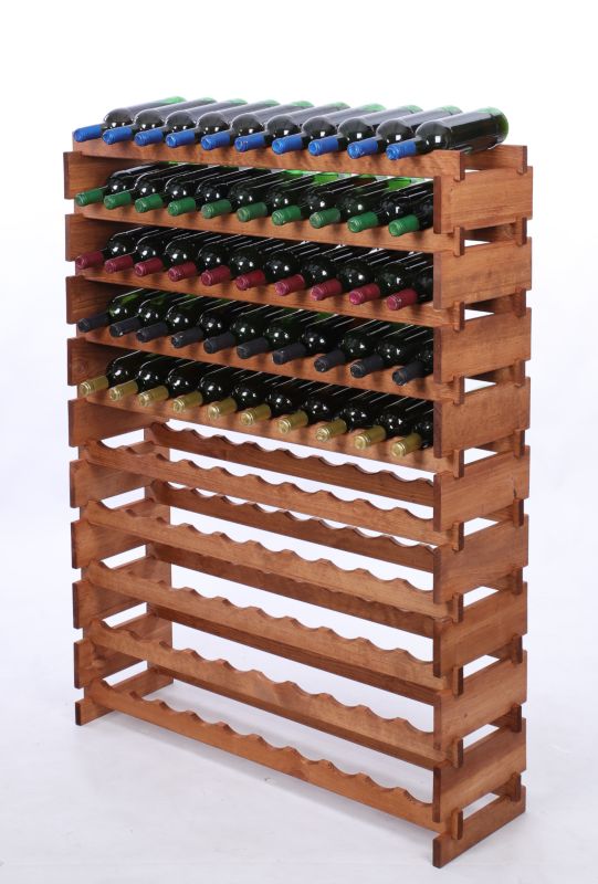 Stojak na wino MODO24 regał modułowy na butelki 10 leżni x 10 butelek montaż bez narzędzi impregnacja brązowa 1 szt.